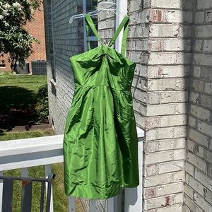 J. Crew Green Halter Top Cocktail Dress with Zip Back